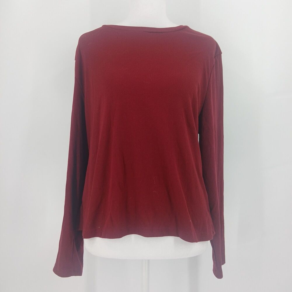 SHEIN Curve Women's Plus Size 2XL Burgundy red Maroon Long Sleeve Top basic